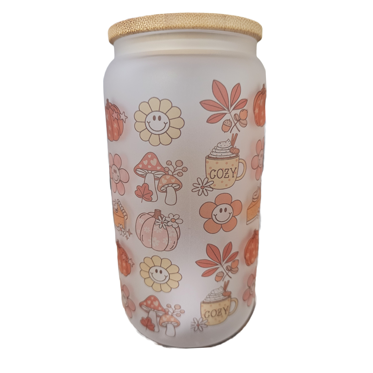 Flowers , mushrooms and coffee Frosted Glass
