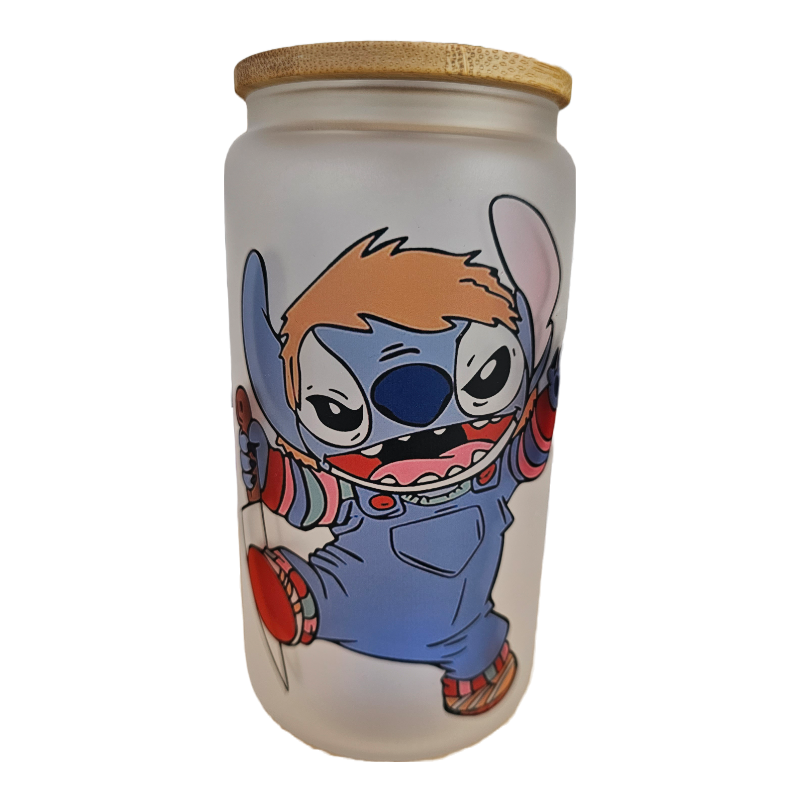 Holloween stitch Chucky 16oz Frosted Glass