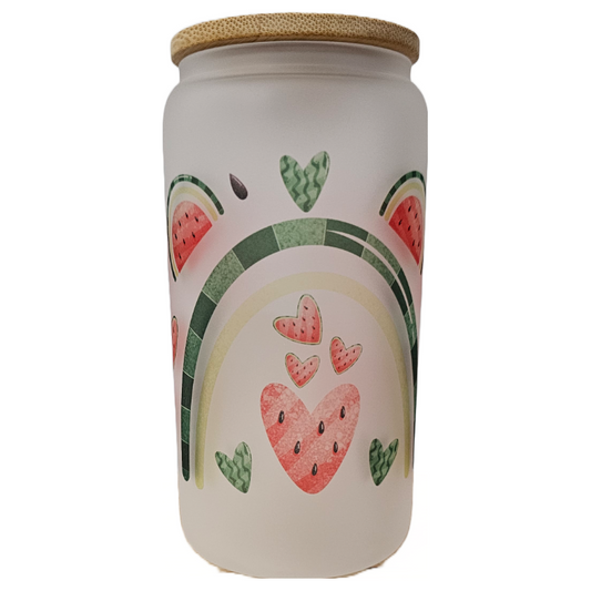 Watermelon 16oz Frosted Glass