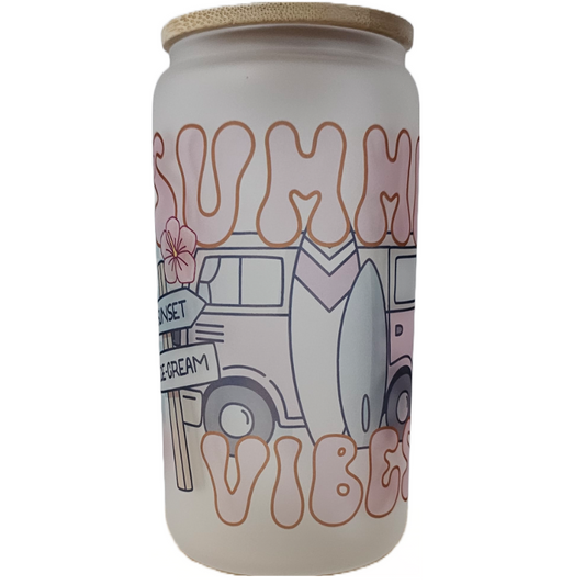 Summer Vibes 16oz Frosted Glass