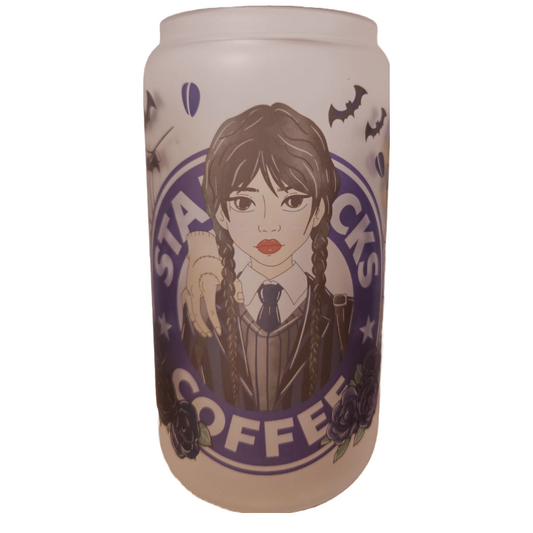 Wednesday Adams 16oz Frosted Glass