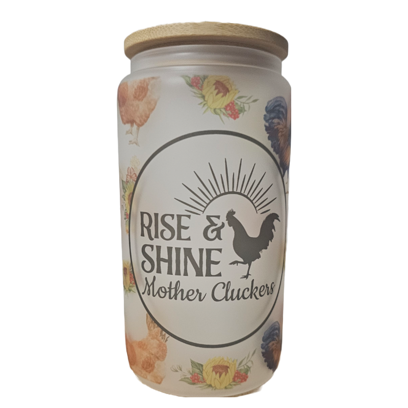 Rise and Shine Rooster 16oz Frosted Glass