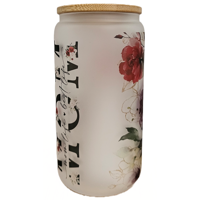 Flowers Mom 16oz Frosted Glass