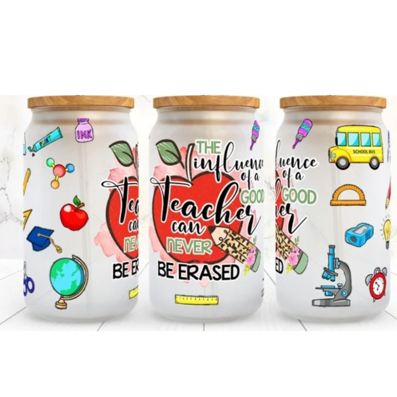 Teacher Design 16oz Frosted Glass